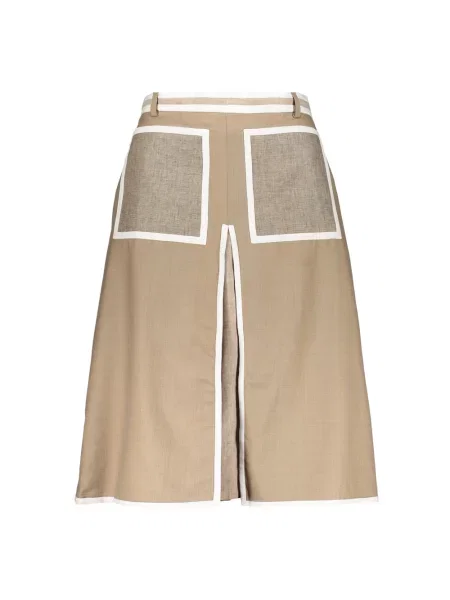 Spódnica midi Burberry wełniana do kolan beżowa