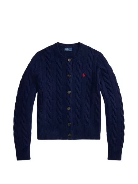 Siuvinėtas megztas kardiganas Polo Ralph Lauren mėlyna