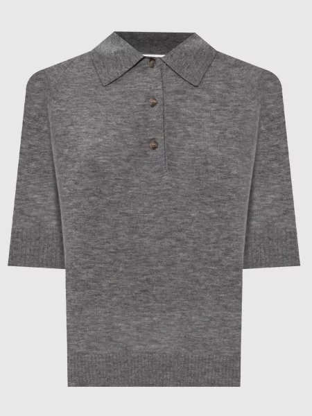 Поло з вовни з логотипом Victoria Beckham сіре