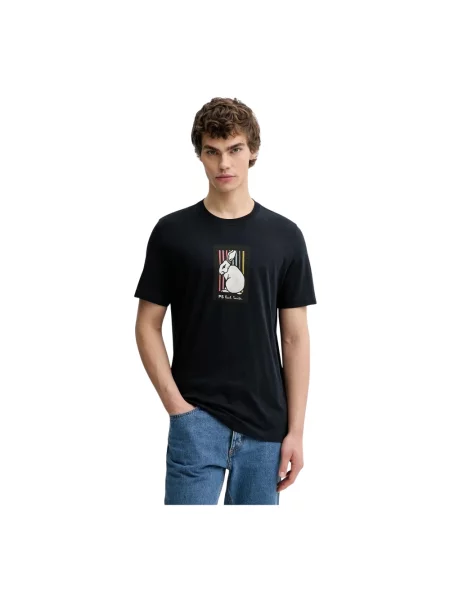 PS Paul Smith t-shirt granatowy z nadrukiem niebieska