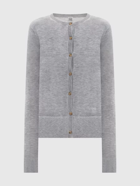 Меланжевий кардиган з логотипом Toteme сірий