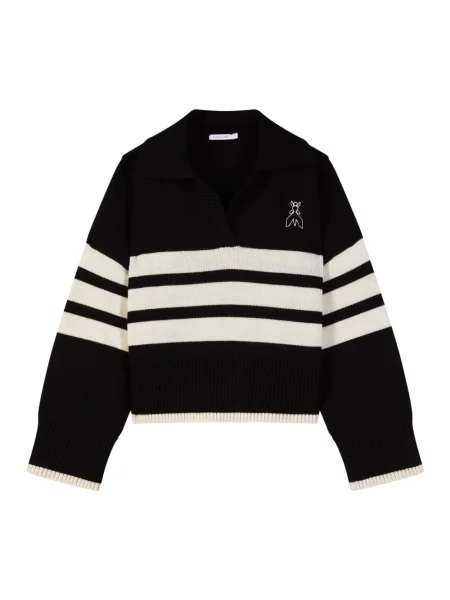 Sweter Patrizia Pepe z dekoltem w serek czarny