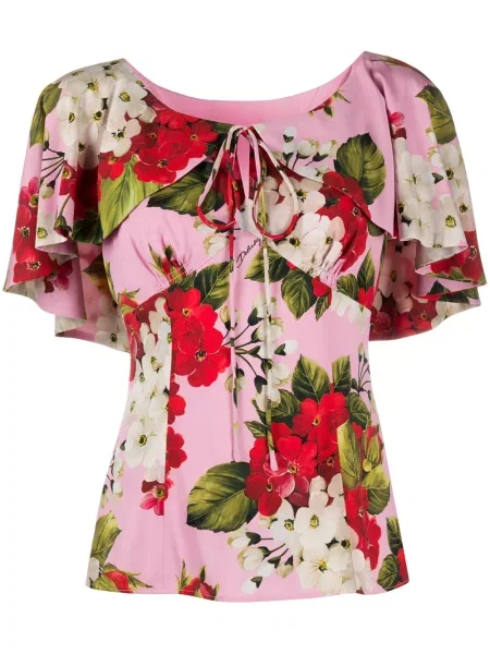 Bluză Dolce & Gabbana cu model floral cu imagine roz