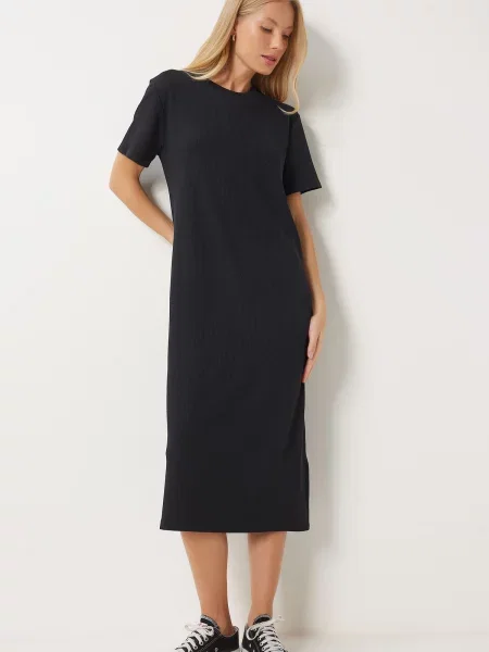 Dzianinowa sukienka maxi Happiness İstanbul czarna