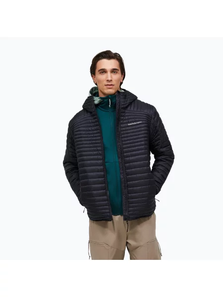 Geacă izolată pentru bărbați Peak Performance Monolight Insulated Hood black negru