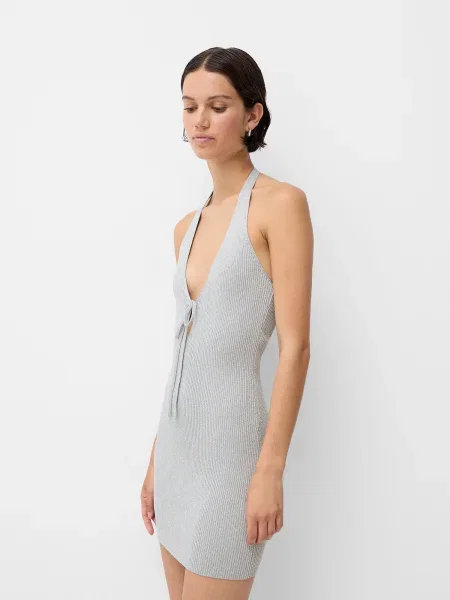 Bershka Rochie tricotat argintiu