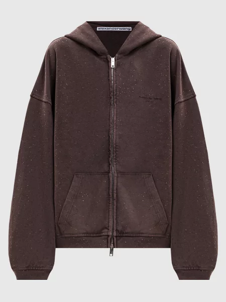 Спортивна куртка з кристалами Alexander Wang коричнева