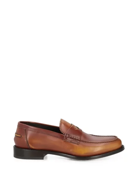 Pantofi loafer Doucal's din piele cu bretele maro