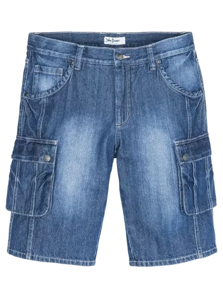 Bermudy jeansowe bojówki regular fit niebieskie