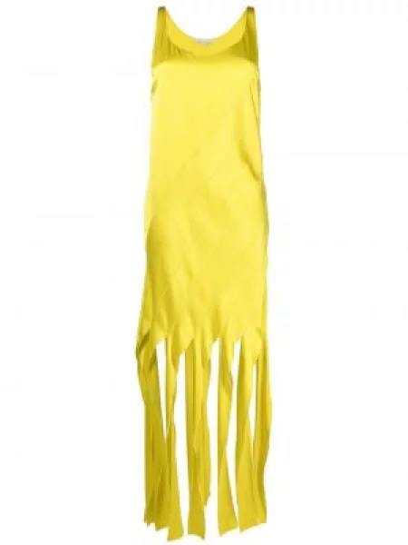 Rochie fără mâneci Stella Mccartney cu franjuri fără mâneci de costum verde