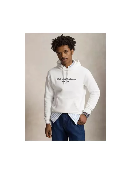 Bluza z kapturem Polo Ralph Lauren z kapturem z logo biała