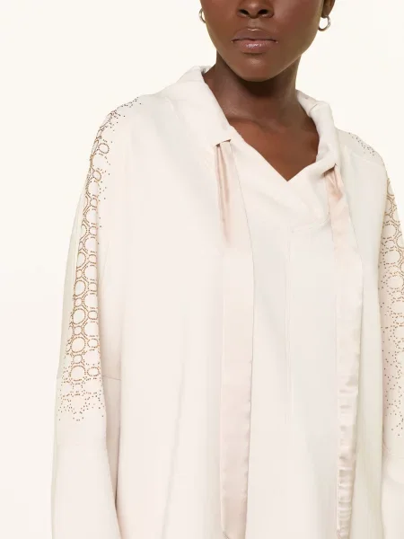 Marc Cain Bluza Z Kamieniami Ozdobnymi beige beżowa