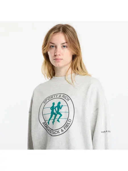 Pulóver adidas Sporty & Rich Sweatshirt Light Grey Heather XL szürke