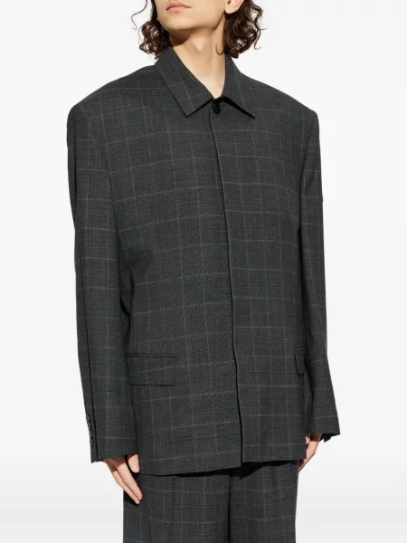 Geacă Balenciaga în carouri gri