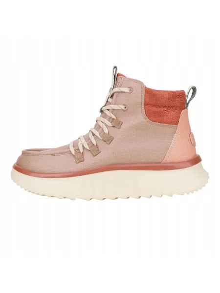 HEYDUDE Botki Wendy Peak Apres Coated Twill czerwone