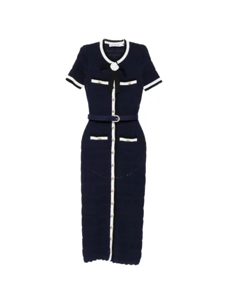 Rochie midi Self-portrait cu funde albastru