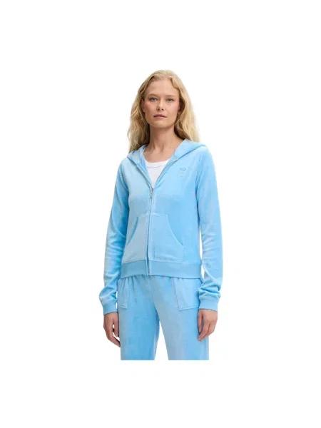 Juicy Couture bluza HERITAGE ROBYN HOODIE z kapturem z aplikacją niebieski
