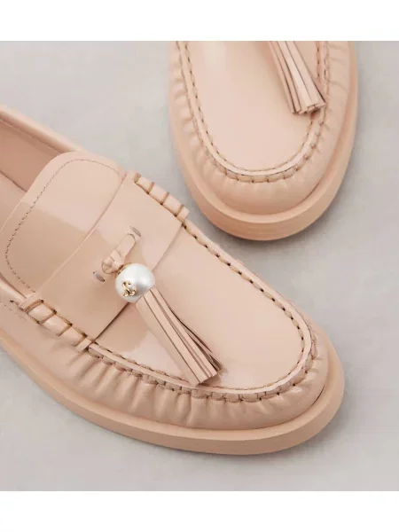 Usnjene lakirane loaferke Jimmy Choo rjava