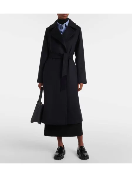 Vlněný kabát Max Mara modrý