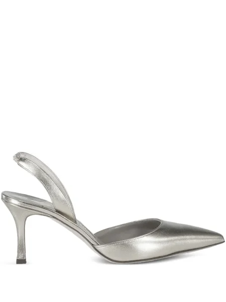 Pantofi cu toc Manolo Blahnik slingback argintiu