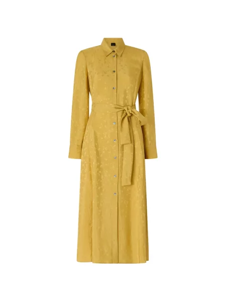 Cu centură rochie Pinko din jacard galben