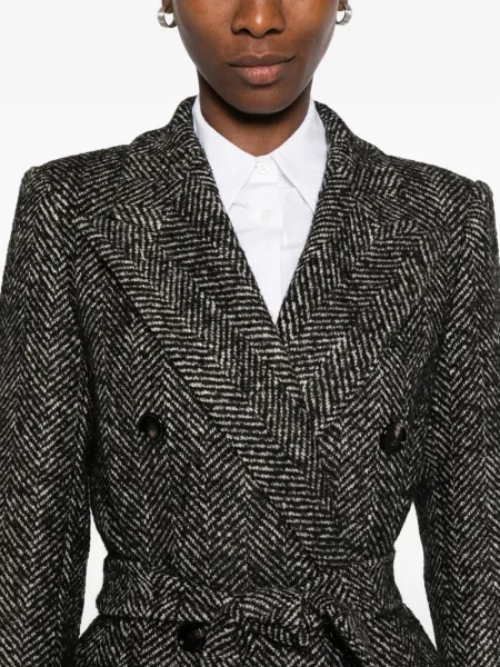 Palton Tagliatore cu model herringbone negru