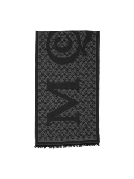 Szal Alexander Mcqueen z logo szara