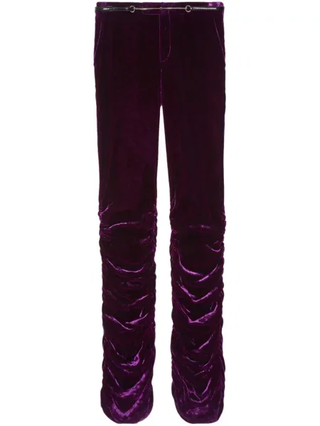 Aksamitne spodnie Gucci fioletowe