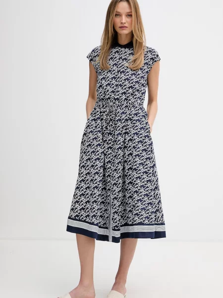 Tommy Hilfiger srajčna obleka s svilo SUMMER modra