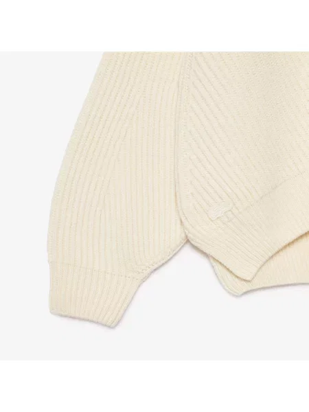 Lacoste Sweter Z Dzianiny Shaker Rib Z Zamkiem Błyskawicznym biały