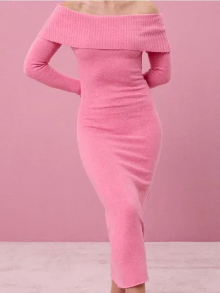 Сукня з ефектною горловиною рожевий