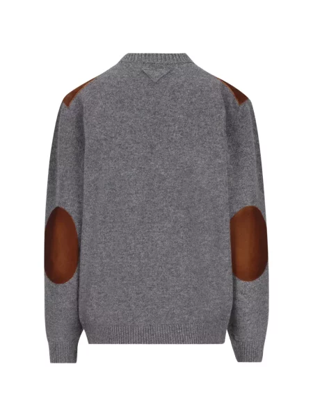 Cardigan Prada din piele de căprioară gri
