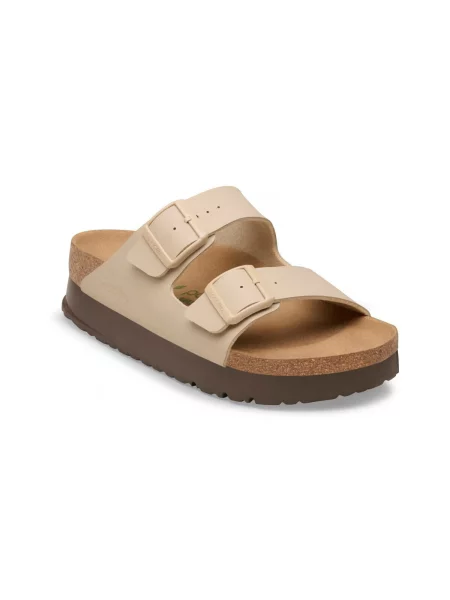 Papuci Birkenstock cu platformă bej