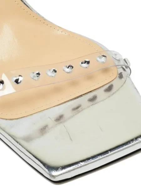 Sandály Mach & Mach se cvočky se srdcovým vzorem stříbrné