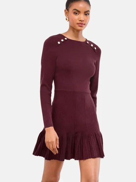 Lipsy Rochie tricotat burgundy roșu