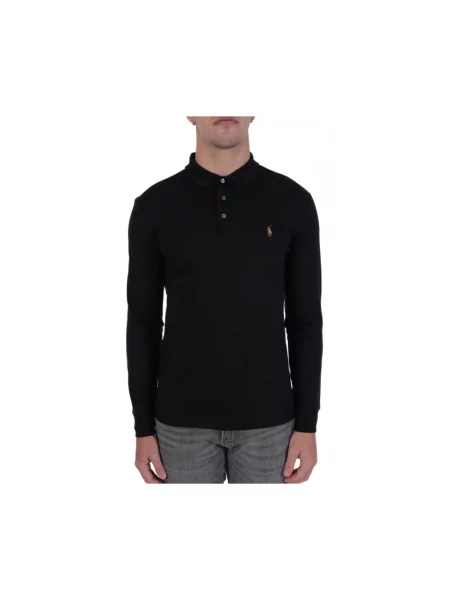 Koszulka polo o kroju slim fit z czystej bawełny Polo Ralph Lauren czarna