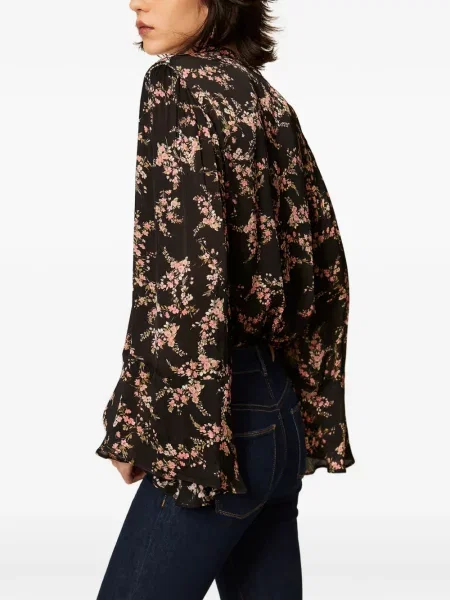 Bluză Twinset cu model floral negru