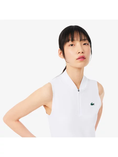 Lacoste Tenisowa Koszulka Polo Bez Rękawów Ultra Dry Ze Stretchu biała