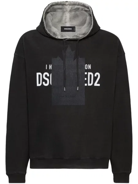 Hanorac cu glugă Dsquared2 cu imagine negru