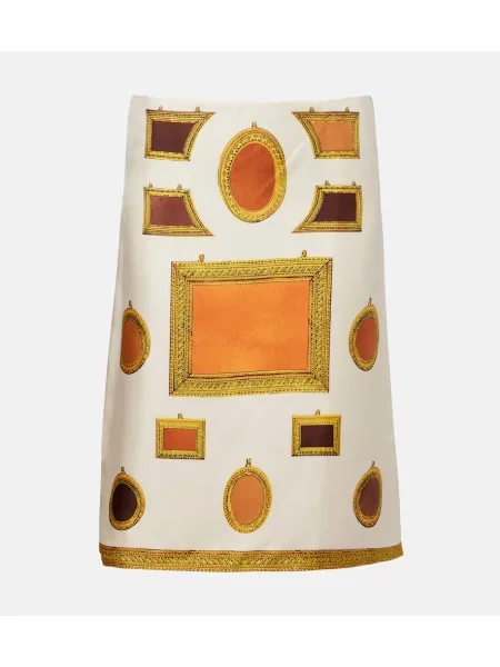 Fustă tip creion Versace de mătase cu imagine alb