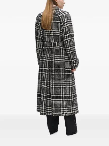 Μάλλινο μακρύς παλτό Karl Lagerfeld houndstooth μαύρο