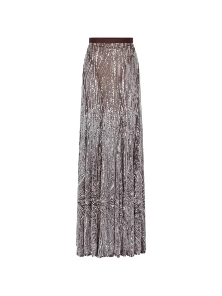 Fusta maxi Rabanne cu broderie maro