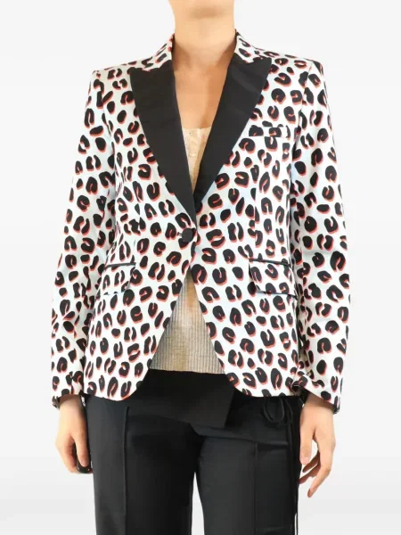 Sacou Veronica Beard cu imagine cu model leopard albastru