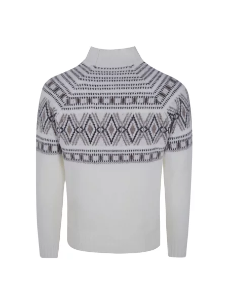 Lniany sweter z golfem Barba Napoli biały