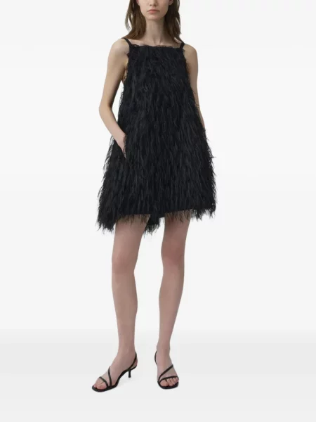 Rochie mini Simkhai cu franjuri din jacard negru