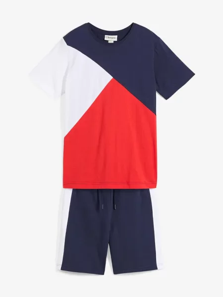 T-shirt + bermudy dresowe 2 części z czystej bawełny organicznej niebieska