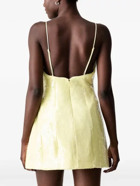 Rochie mini Bardot cu paiete galben