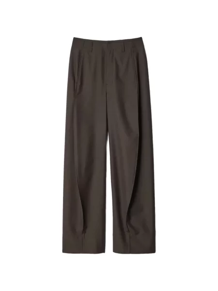 Pantaloni Lemaire de lână cu imprimeu tropical maro