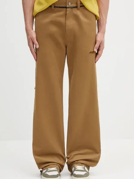 Hlače Martine Rose Carpenter široke srednje visoki struk zelena