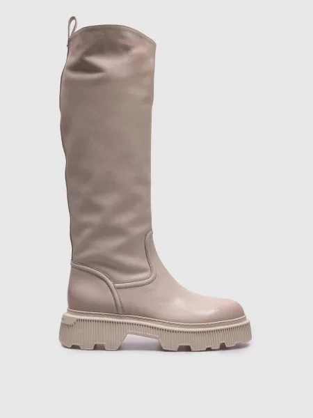 Шкіряні чоботи з логотипом Santoni бежеві